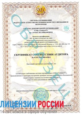 Образец сертификата соответствия аудитора №ST.RU.EXP.00014300-1 Альметьевск Сертификат OHSAS 18001